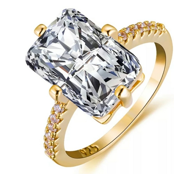 FINAL SALE Gold Emerald White Sapphire Ring - Picture 2 of 7